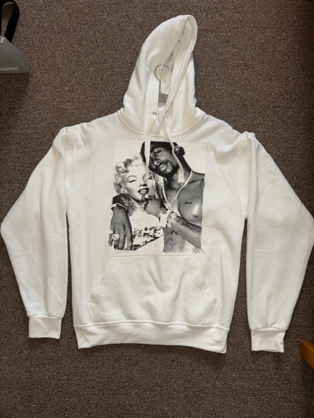 White Graphic Hoodie Sweatshirt with Iconic Print